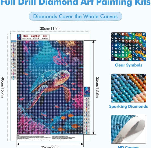 5D Diamond Art Painting Kits for Adults, Sea Turtle Diamond Painting Kits for Beginners