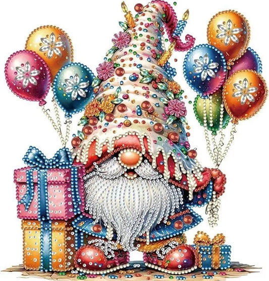 5D DIY Birthday Gnome Diamond Art Kit Crystal Embroidery Rhinestone Canvas 30cm