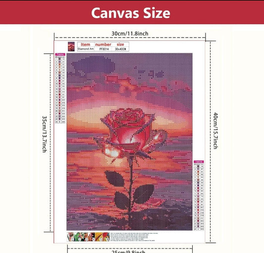 Rose Diamond Painting Kits for Adults, Diamond Art DIY 5D Diamond Painting Kits