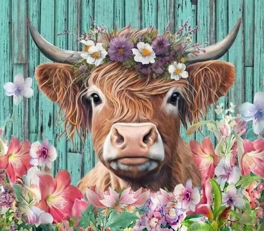Highland Cow Diamond Art Kit for Adults, 5D Gem Painting, Full Drill
