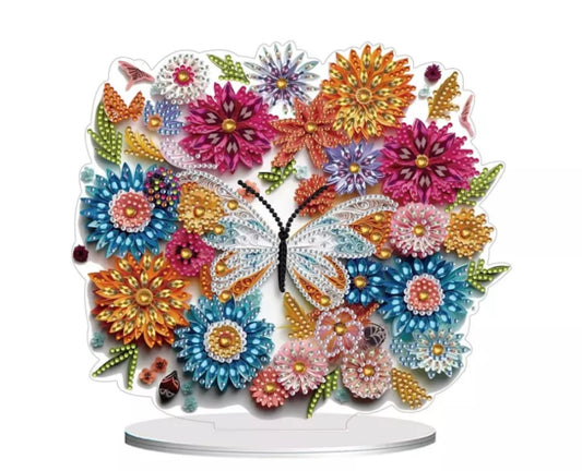 5D DIY Colourful Floral Butterfly Diamond Painting Kit Acrylic Table Top