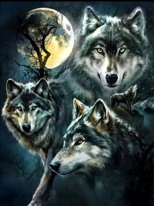 5D Diamond Painting Full Drill Kit Blending Wolves