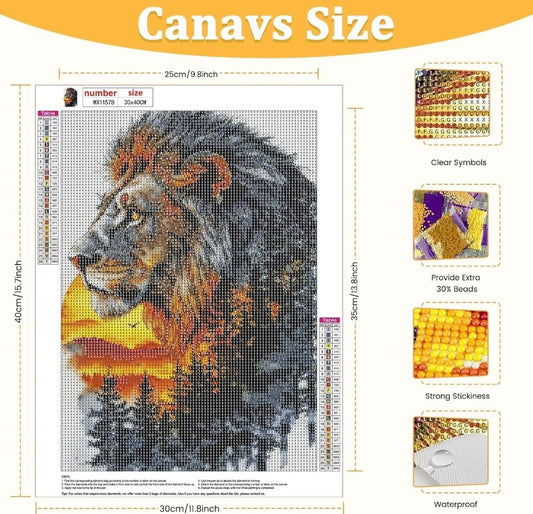 Lion Diamond Painting Art Kits Adults,DIY Diamond Art Kits Adults