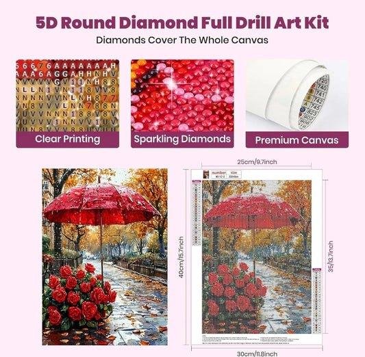 Flower Landscapes Diamond Painting Kits for Adults, 5D Diamond Art Kits for Adults