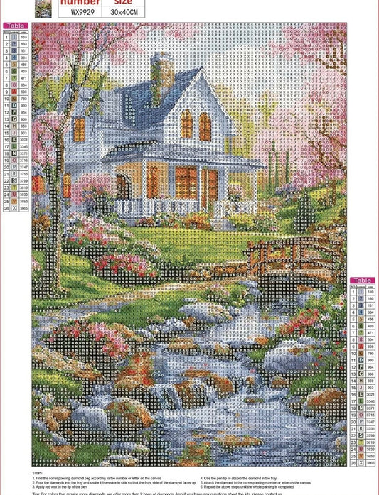 5D DIY Garden Diamond Painting, House Diamond Painting Full Kit, Realistic