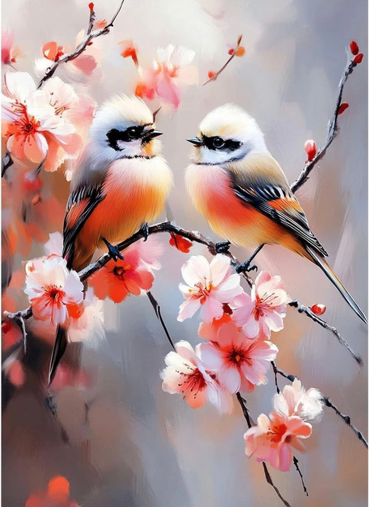 Diamond Painting Kits for Adults,Two Birds on Blossoms