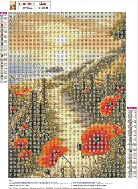 Sea Sunrise 5D Diamond Painting Kit for Adults, Beginner Scenery Art, DIY Full