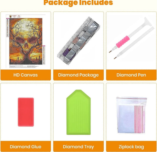 Halloween Skull Diamond Painting Kits for Adults, 5D Diamond Art Kits for Adults