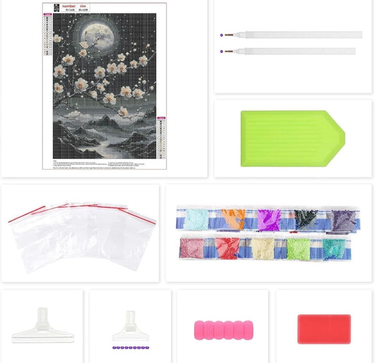 Full Drill Moon Diamond Art Kits Adults, 5D DIY Mountain Diamond Painting Kit