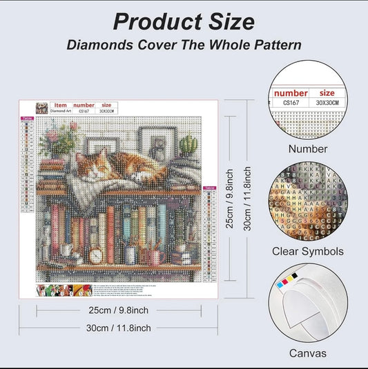 Diamond Painting Kits for Adults, 5D DIY Cat Diamond Art Kits for Beginners
