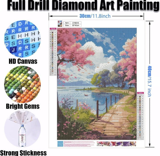 5D DIY Diamond Painting Kits for Adults Kids Beginners, Lakeside，Landscape/Anima