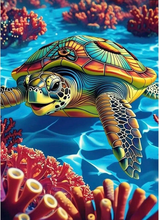 5D Turtle Diamond Painting Kits for Adults, Full Round Drill Animal Diamond Art