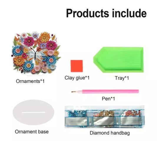 5D DIY Colourful Floral Butterfly Diamond Painting Kit Acrylic Table Top