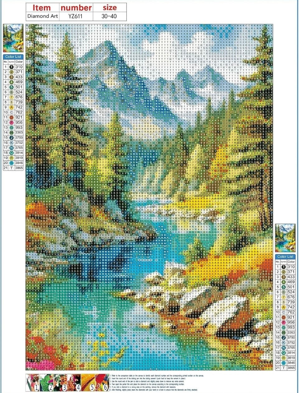 Snowy Mountain Diamond Painting Kits for Beginners Adults,5D DIY Forest Diamond