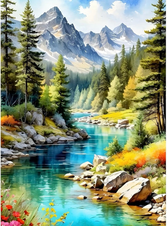 Snowy Mountain Diamond Painting Kits for Beginners Adults,5D DIY Forest Diamond