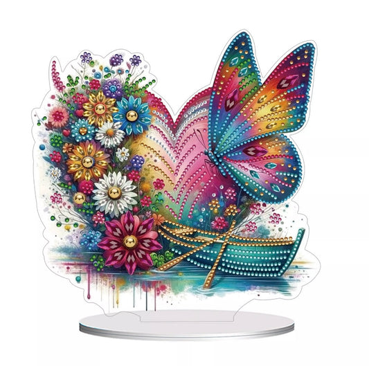5D DIY Rainbow Floral Butterfly Heart Diamond Painting Kit Table Top