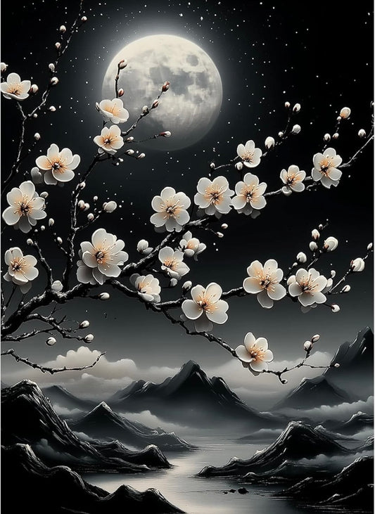 Full Drill Moon Diamond Art Kits Adults, 5D DIY Mountain Diamond Painting Kit